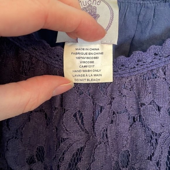 Muche Et Muchette Nilsen Cold Shoulder Lace Crochet Dress Navy One Size - Picture 6 of 7